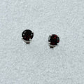 Sterling Silver Round Garnet Post Earrings Size 2