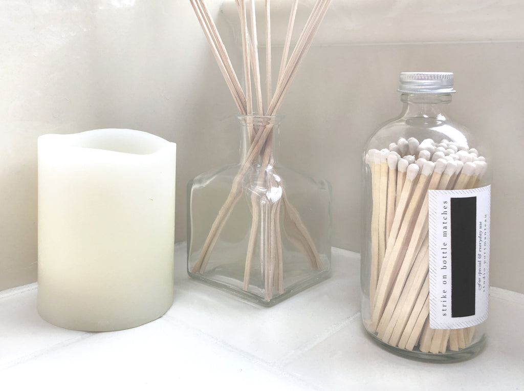 White 4" Candle Match Jar