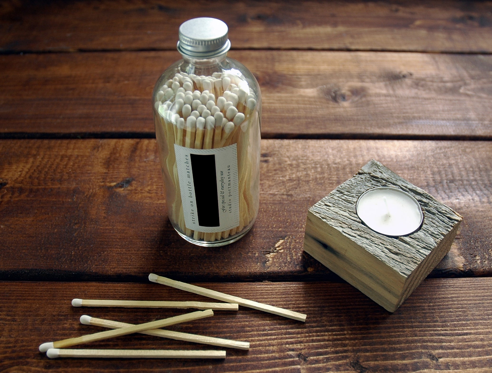 White 4" Candle Match Jar