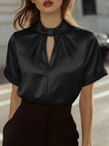 Women's Satin Short-sleeve Top Shirt