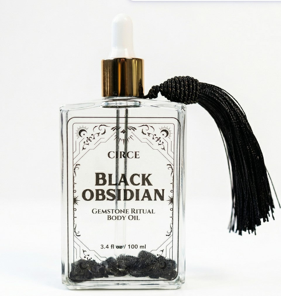 Protection Body Oil — Obsidian Crystal Ritual Oil -  Black Obsidian Gemstone Body Oil