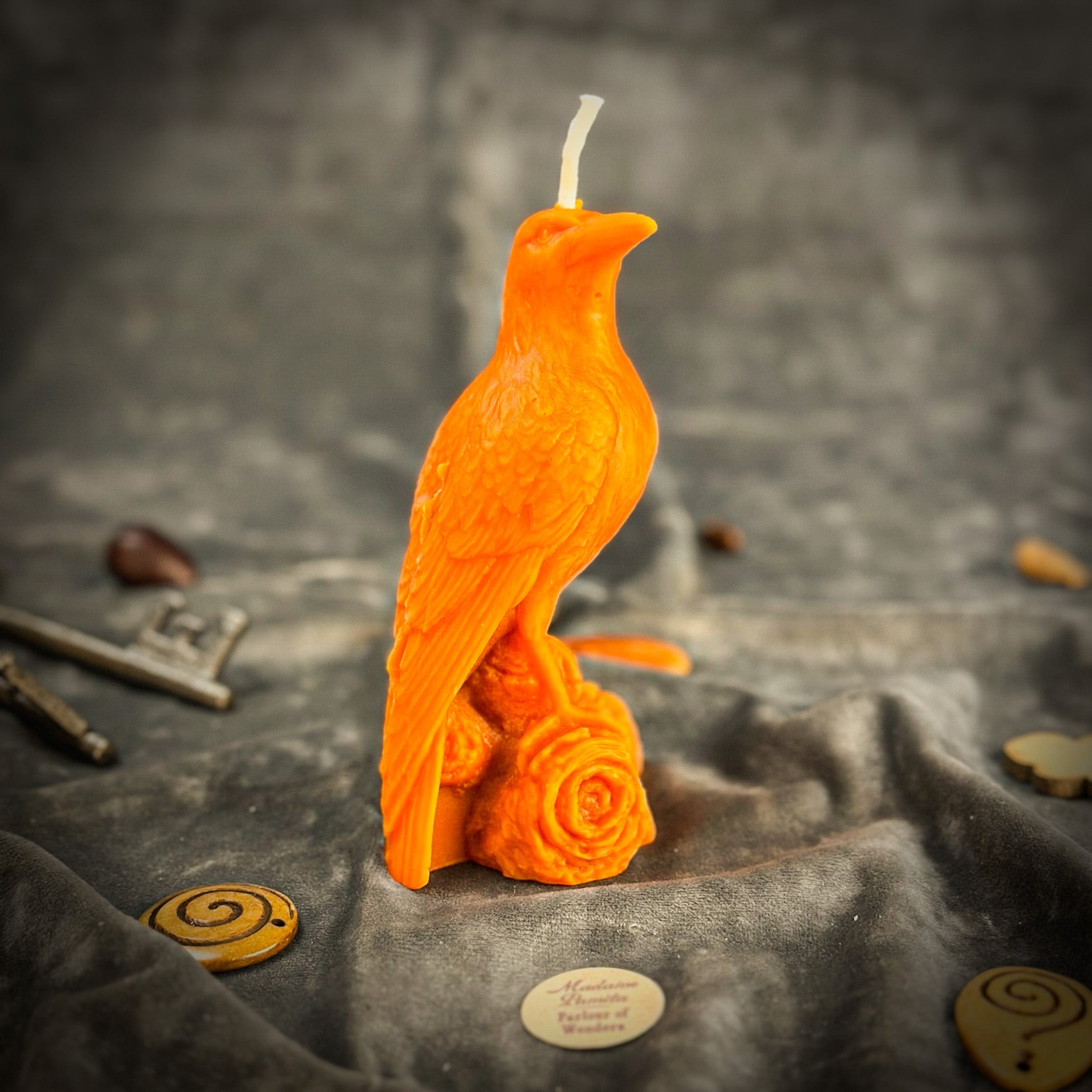 Beeswax Raven Magic Spell Candle - Intelligence & Spirit World Connection