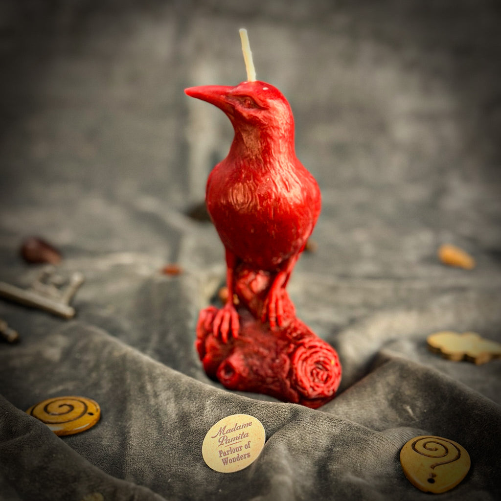 Beeswax Raven Magic Spell Candle - Intelligence & Spirit World Connection