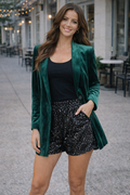 Hunter Green Velvet Blazer