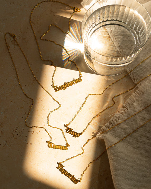 Aquarius Zodiac Nameplate Necklace