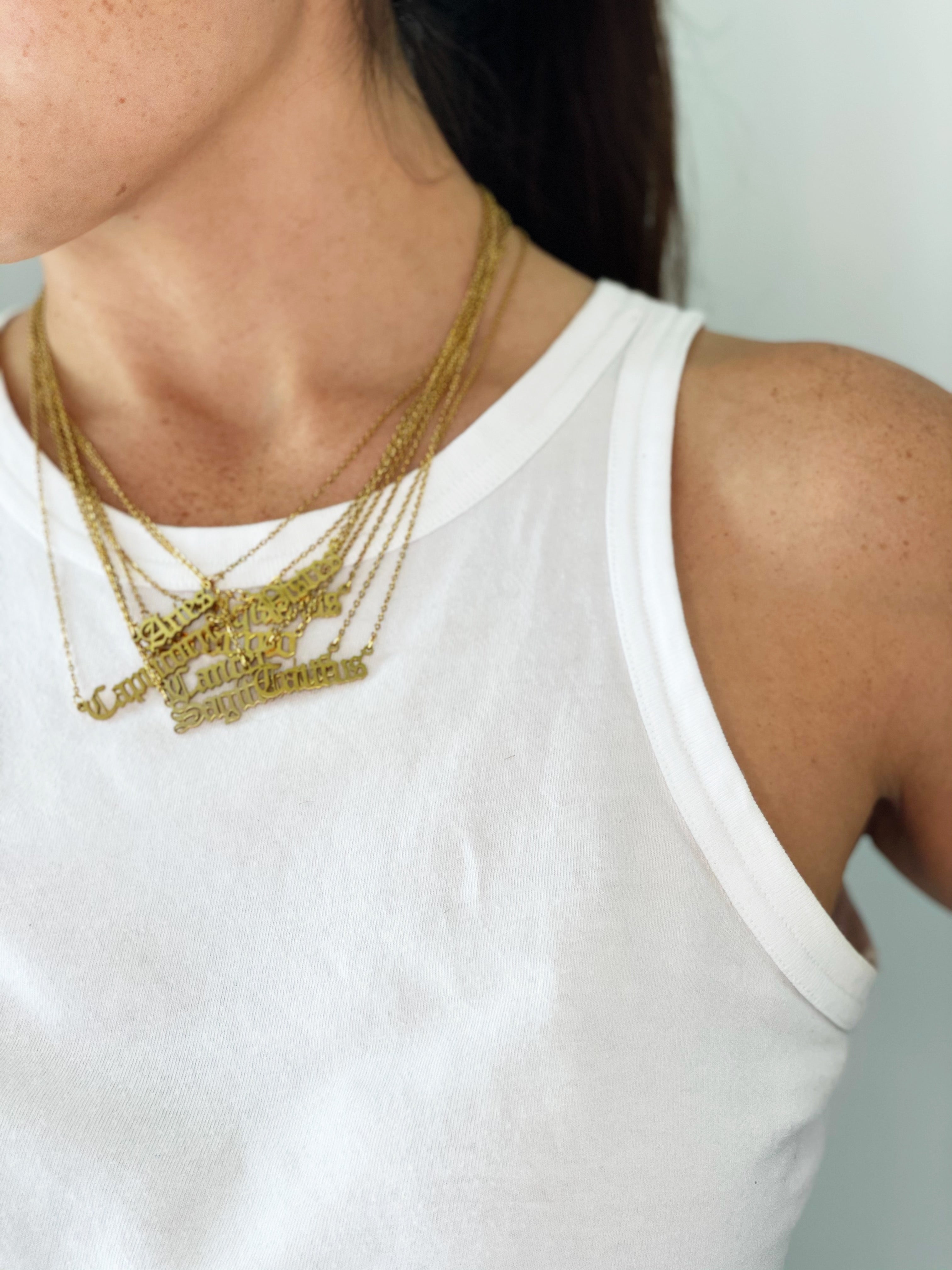 Sagittarius Zodiac Nameplate Necklace