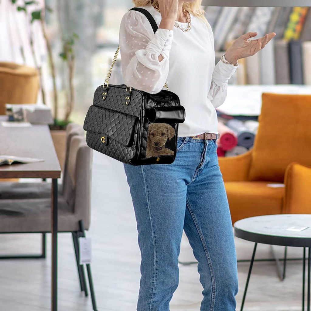Luxury Quilted Dog Carrier Bag Airline Approved Pet Travel Handbag