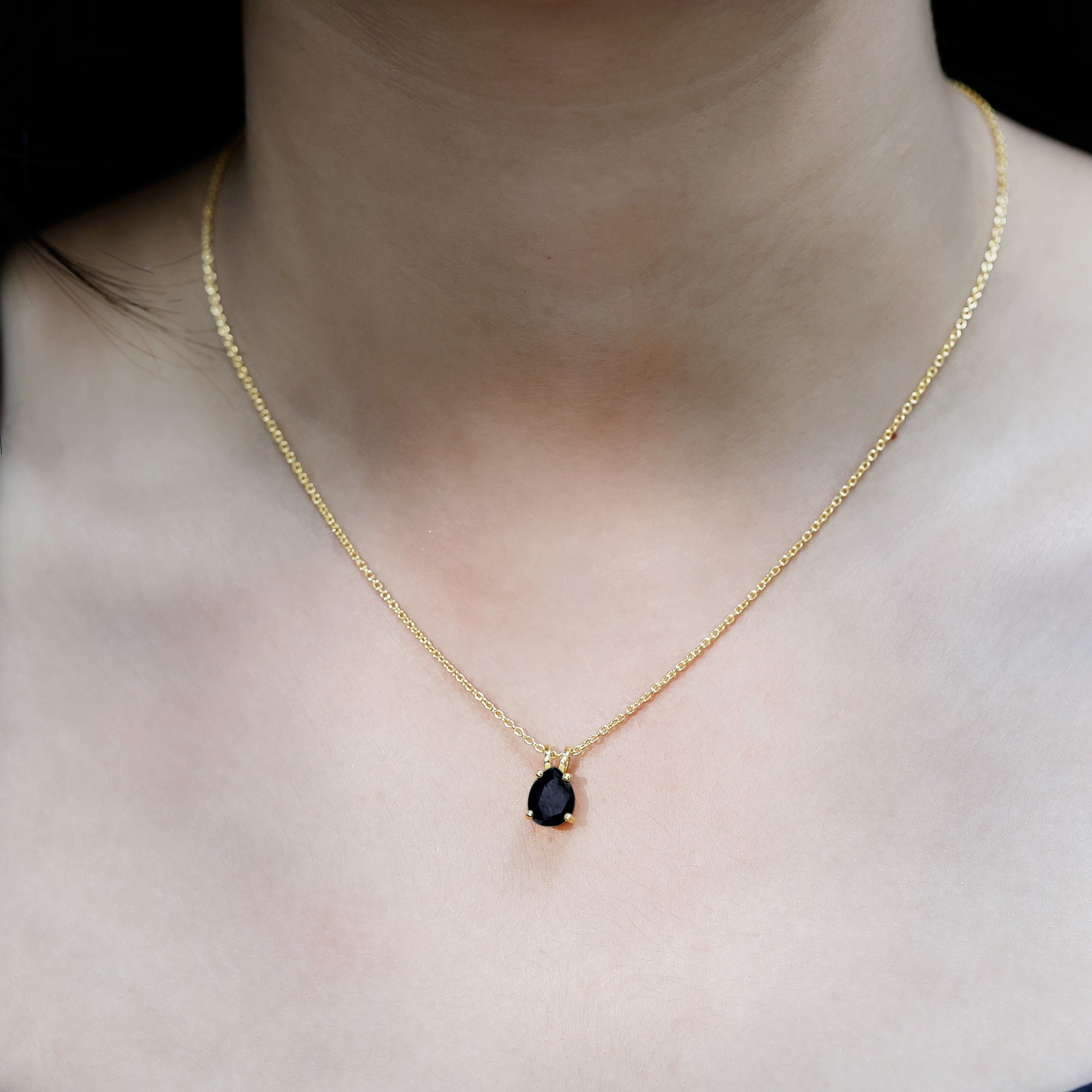 Pear Shaped 2.75 Carat Lab Grown Black Diamond Teardrop Necklace with Chain