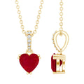Natural 1 Carat Ruby Heart Necklace with Diamond Bail