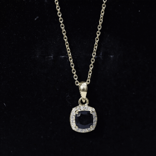 1.8 Carat Lab Grown Black and White Diamond Halo Necklace with Silver Chain