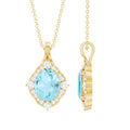 Vintage Style Sky Blue Topaz Diamond Halo Necklace