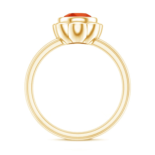 1.5 Carat Lab Grown Orange Sapphire Bezel Set Engagement Ring