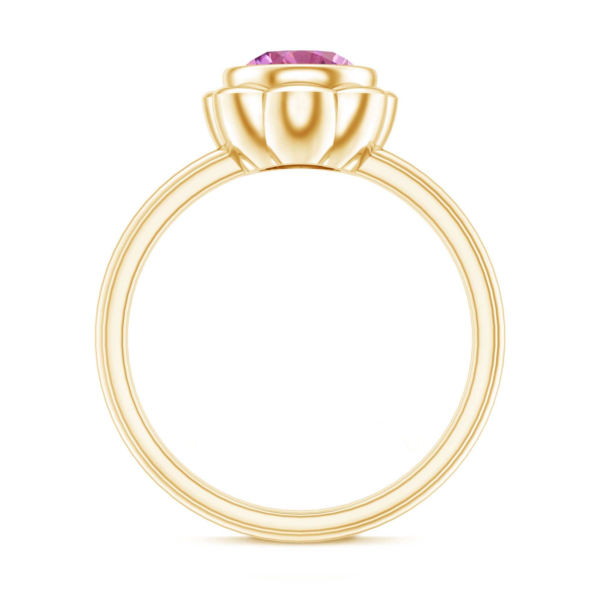 1 Carat Round Pink Tourmaline Flower Engagement Ring
