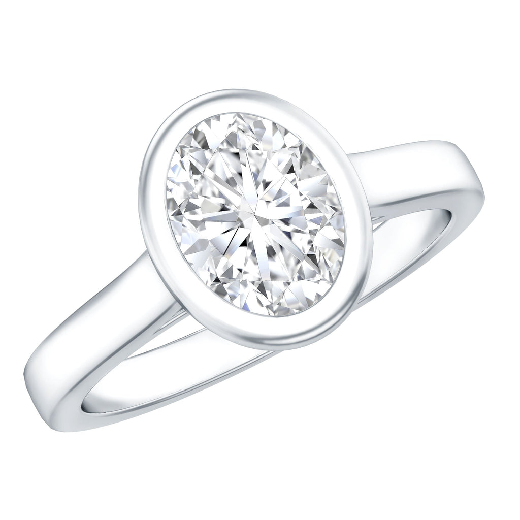 Certified 6X8 MM Lab Grown Diamond Bezel Set Engagement Ring