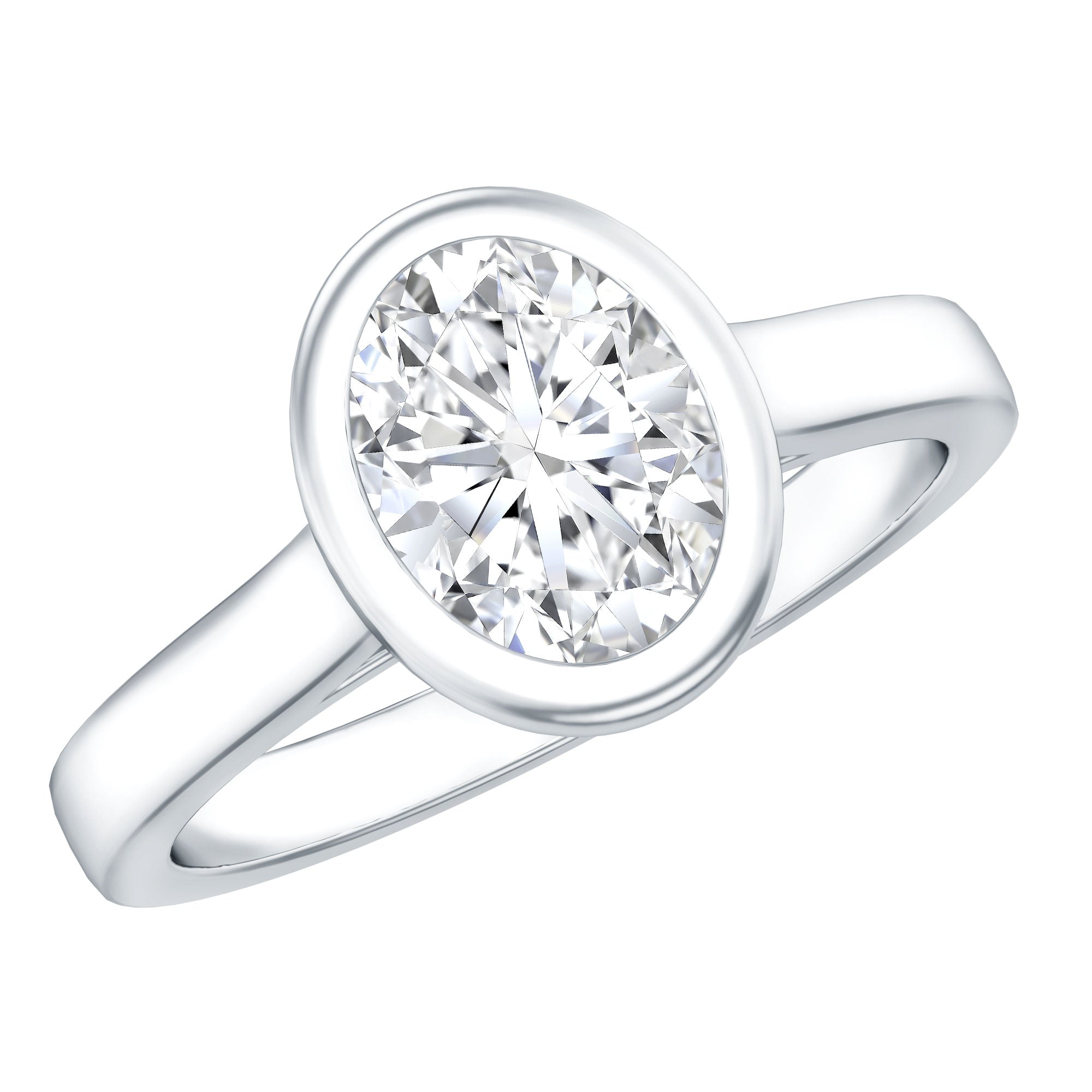 Certified 6X8 MM Lab Grown Diamond Bezel Set Engagement Ring