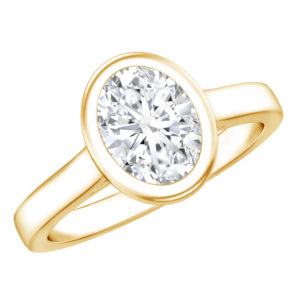 Certified 6X8 MM Lab Grown Diamond Bezel Set Engagement Ring