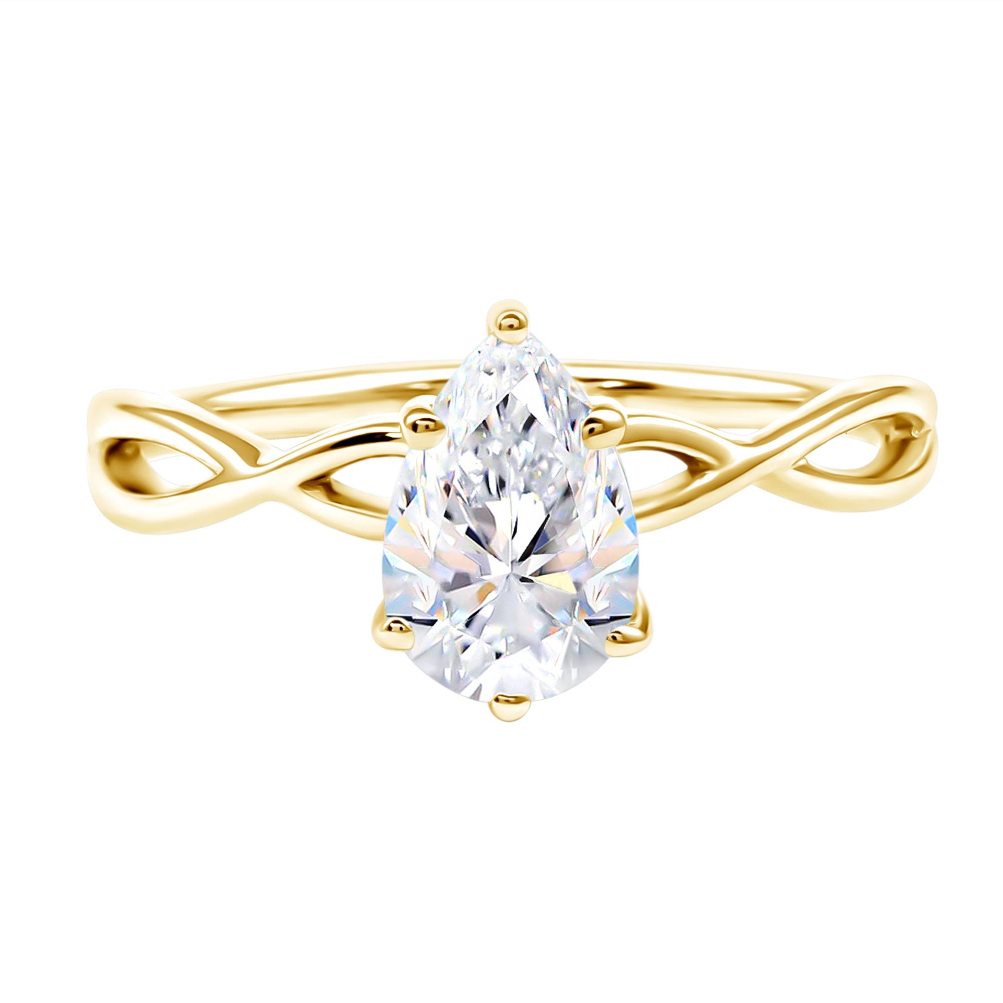 Lab Grown Diamond Pear Engagement Ring with Infinity Band