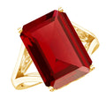 Certified 5 Carat Emerald Cut Lab Grown Ruby Engagement Ring with Split Shank