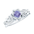 Certified Tanzanite and Diamond Flower Engagement Ring in Silver