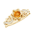 Genuine Citrine Rose Engagement Ring with Diamonds