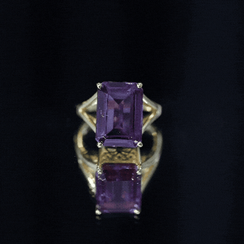 8 Carat Lab Grown Alexandrite Emerald Cut Engagement Ring