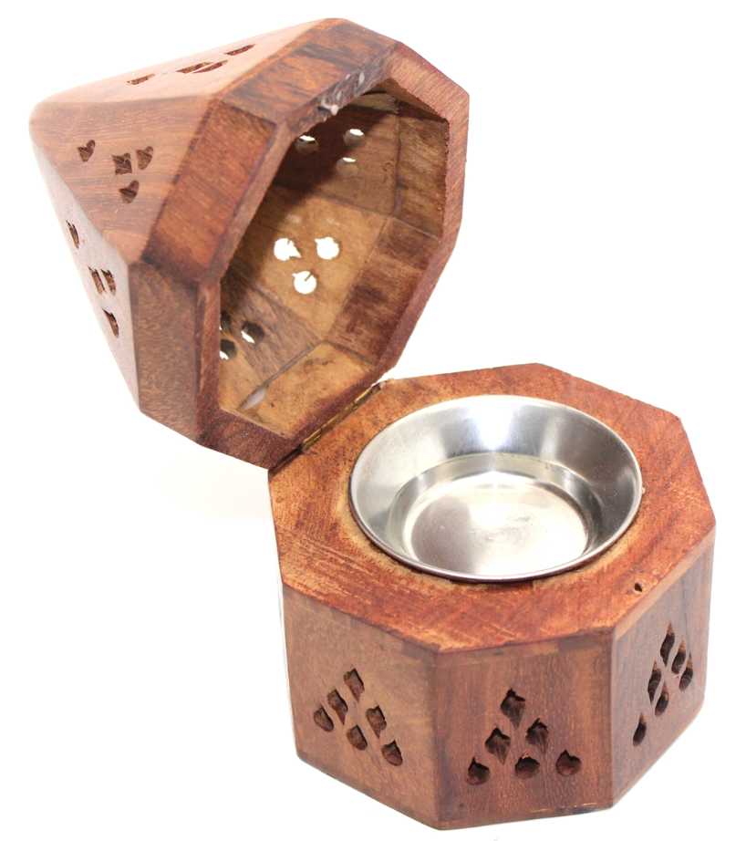 Incense Burner - Wooden Temple Cone / Charcoal 5.5"H