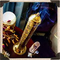BRASS INCENSE BURNER TOWER. Upright Victorian Style Aluminum Incense Stick Holder.