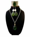 Green Amber Jewelry set